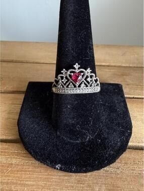 Kay Jewelers Sterling Silver Lab Ruby Crown Ring Size 10